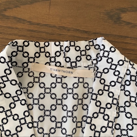 Stitch Fix 41Hawthorn Black/White Tie Neck Blouse - Picture 3 of 4